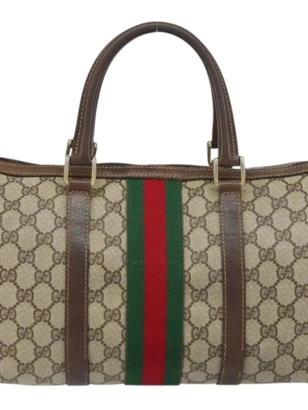 GUCCI GG Supreme Web Sherry Line Hand Bag PVC Beige Gold 24 012 3842 Auth 161028 - Picture 3 of 16